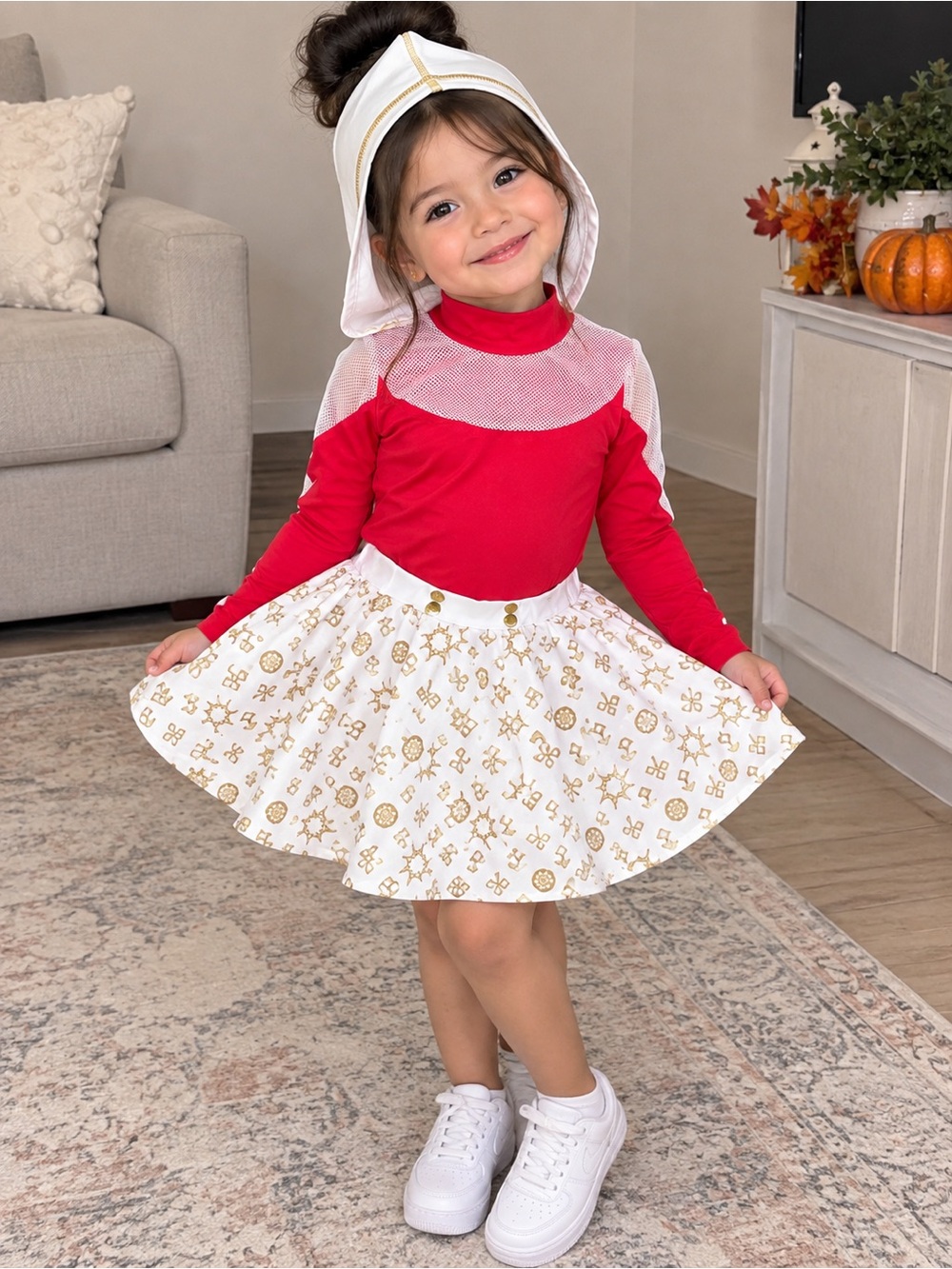 Kids Red and White Space Princess Costume Dress